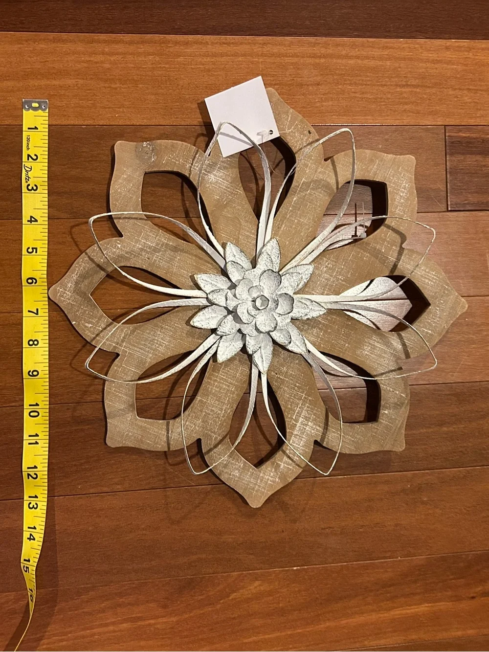 Neutral Wood and White Floral Wall Decor